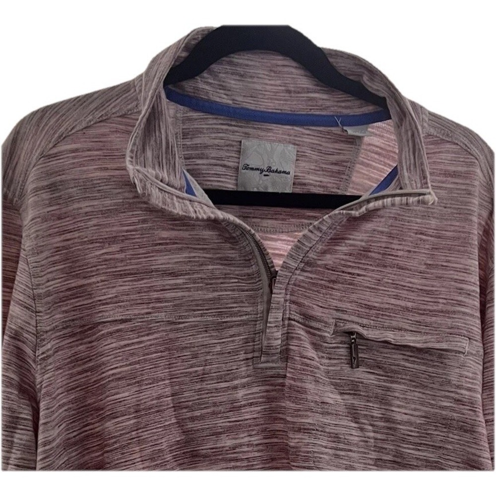 Tommy Bahama‎ Mens XL Quarter Zip Pullover Space Dye Burgundy Heather Sweatshirt
